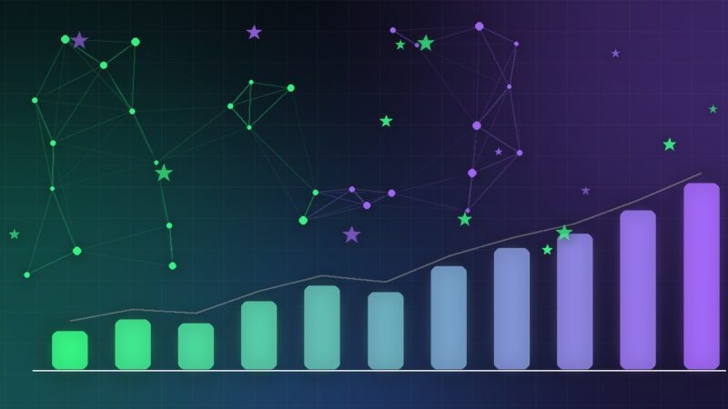 GitHubi nädala tõusjate visualisatsioon: sõlmevõrk ja tõusev tulpdiagramm